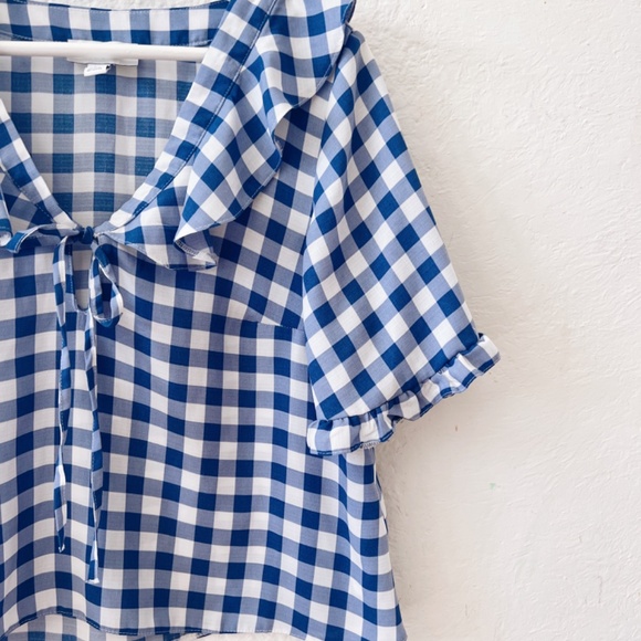 Top Shop Gingham Check Ruffle Blouse - Picture 4 of 5
